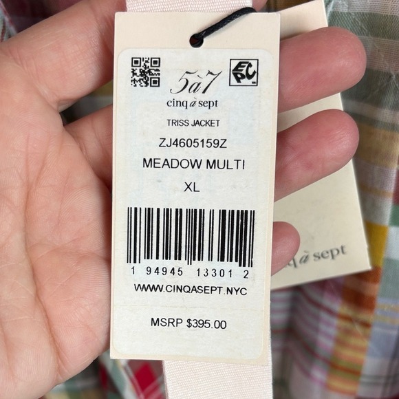 Cinq a Sept Multicolor Plaid Jacket XL New Triss Quilted Patchwork - Picture 4 of 8